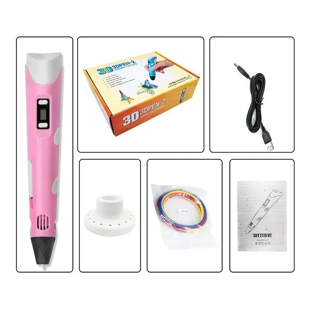 Bolígrafo Lapiz Impresora 3d Con Pantalla + Insumos Color Rosado