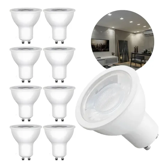 Kit 10 Lâmpada Led Dicroica Gu10 Bivolt 6w-7w