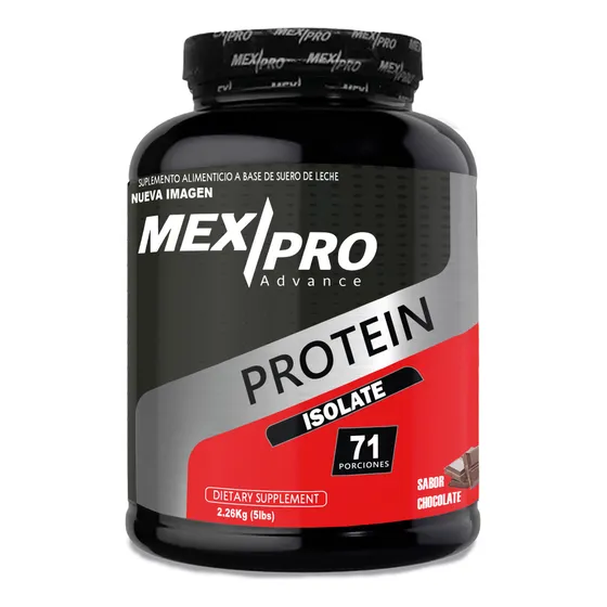 Proteína Mexpro Isolate Protein Advance 2.26kg 5lb 71 Servicios Pote En Polvo Sabor Chocolate