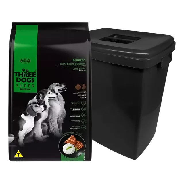 Three Dogs Premium Adulto 15+2 Kg + Contenedor - Kubo
