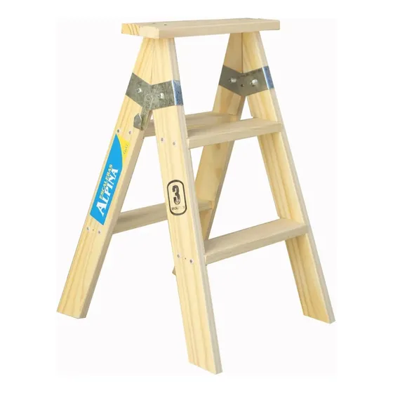 Escalera Alpina Familiar Doble Pino Reforzada 3 Escalones