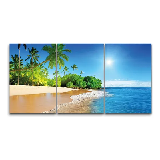 Cuadro Decorativo Mural Tríptico Isla Paraiso 120x60cm