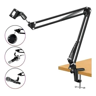 Carbon Braço Articulado Aço Suporte De Mesa Para Microfone Preto Carbon Braço Articulado Aço Suporte De Mesa Para Microfone Preto