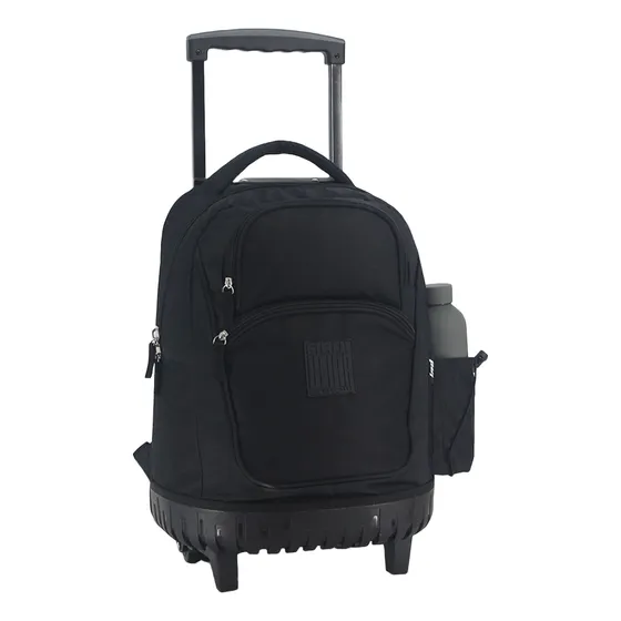 Mochila Escolar Con Carrito Ruedas Niños Primaria Reforzada Color Negro Diseño De La Tela Liso