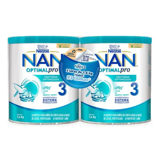 Nan Optimal Pro 3, Fórmula Infantil, 2 Latas De 1.6 Kg C/u