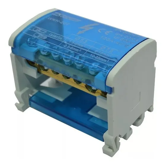Block De Conexion 207 Riel Din 2 Polos 125a 2x7 Orificios