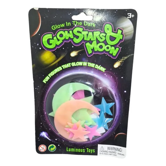 Lunas Y Estrellas Fluor - Brillan En La Oscuridad - Grande