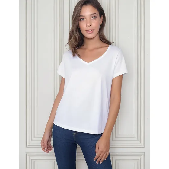 Remera Lisa Básica V Bela Menina Mujer Algodón