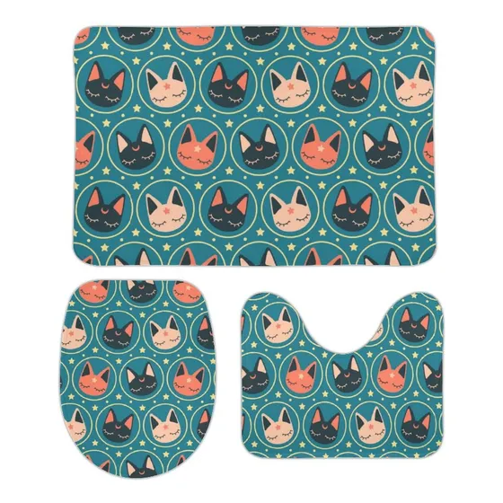 Alfombrilla Baño Kawaii Para Gato Alfombra 3 Pieza Ma
