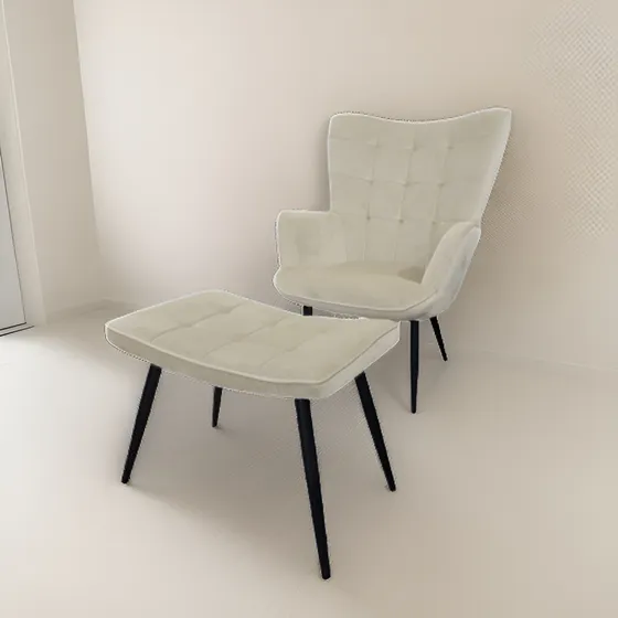 Butaca Sillon Con Isla Puff Apoya Pies En Tela Lavable