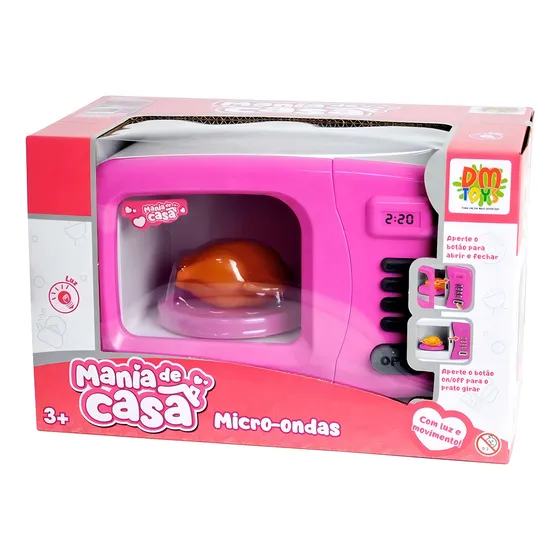 Forno Microondas Infantil Com Som E Luz - Giratório Dm Toys Cor Forno Microondas Infantil De Brinquedo Dmtoys