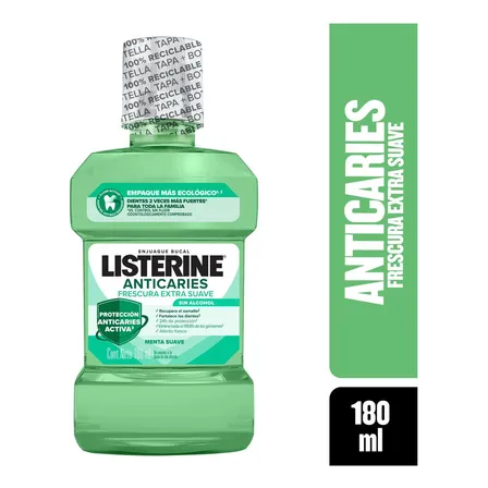 Enjuague bucal LISTERINE® Anticaries Sin Alcohol 180 mL