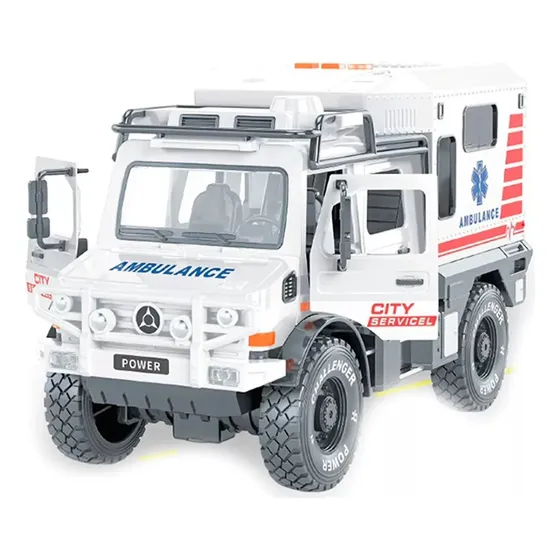Ambulancia Todo Terreno Esc 1:14 Luz Sonido Abre Puertas Color Blanco
