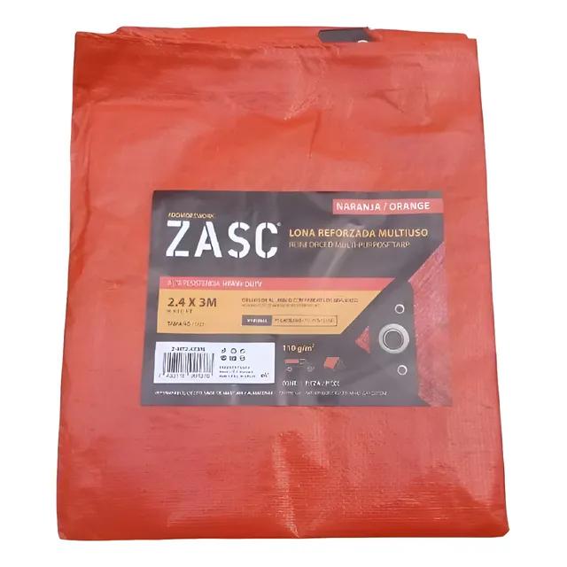 Lona Plastica Naranja Impermeable 8x10ft (2.44x3.05mts) Zasc