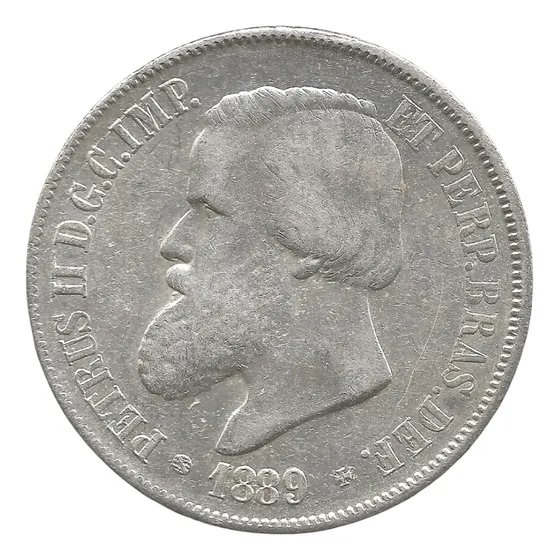 Moeda Brasil Império Prata 2000 Réis 1889 D. Pedro #25