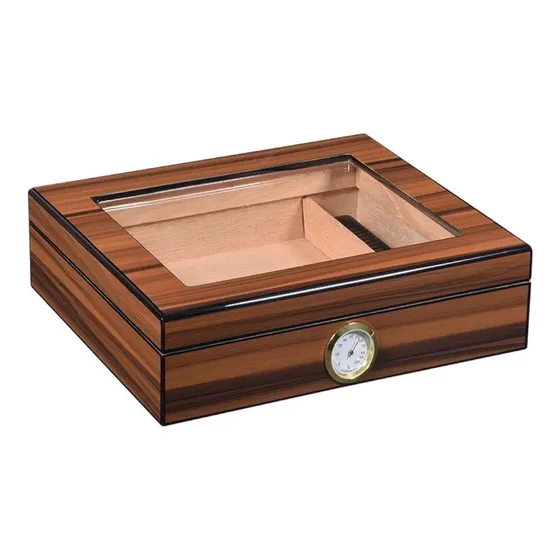 Estuche Humidor De Habanos Nogal Laqueado 20 Cigarros Color Cedro