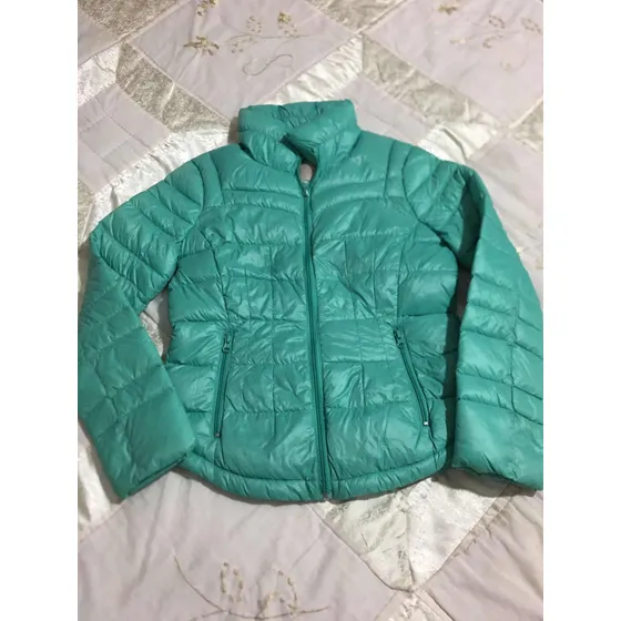 Bernardo Chamarra Para Dama Talla S Relleno Pluma Verde Agua