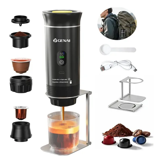 Cafeteira Expresso Portátil 3 Em 1 Cápsula E Pó Para Carro