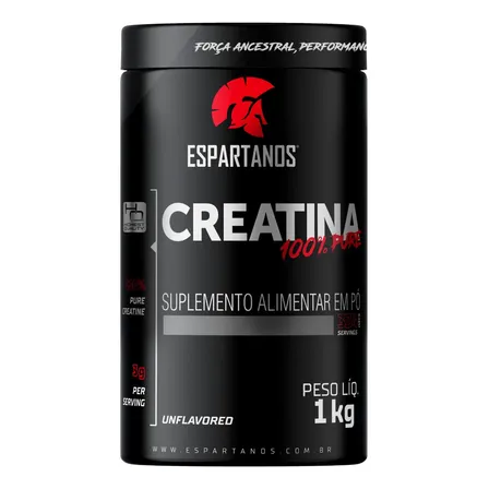 Creatina Pó 100% Pura Monohidratada Espartanos 1kg Aprovada Sabor Neutro Sem Sabor