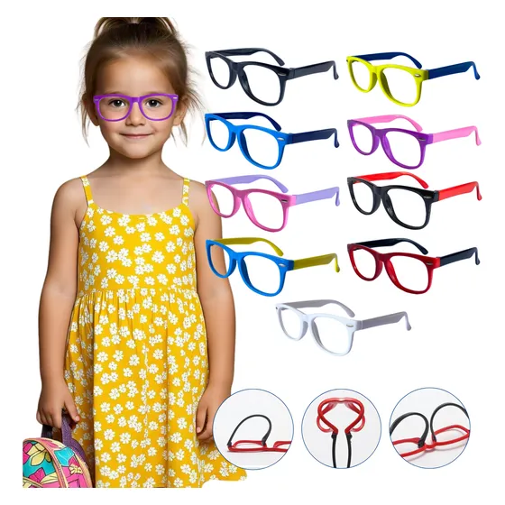 Kit 05 Armação Óculos Infantil Filtro Azul Flexível Atacado