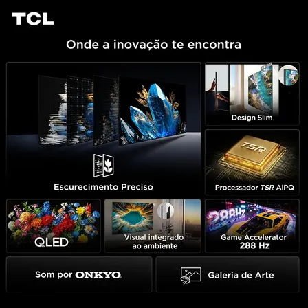 Smart TV TCL 55 Polegadas QLED Mini LED 4K A400M WiFi Bluetooth Google TV HDR10+ 144 Hz VRR 55A400M