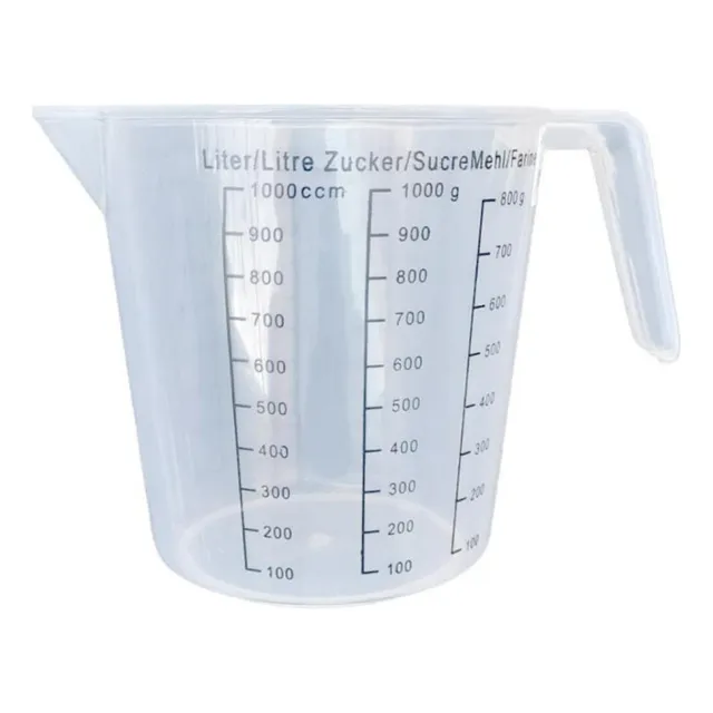 Jarra Medidora 1 Litro Plástica Taza Graduada En Ml Y Gramos