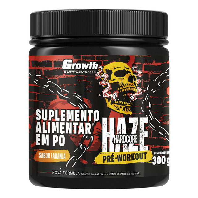 Pré-treino Haze Hardcore 300g Growth Supplements - Laranja Pré-treino Haze Hardcore 300g Growth Supplements - Laranja