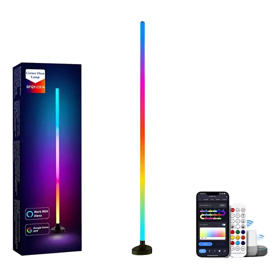 Lampara De Pie Rgb + Luz Blanca Bluetooth Con Control Remoto