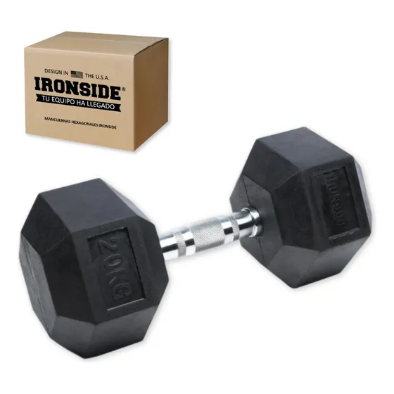 Mancuerna Hexagonal Ironside Hierro Fundido Engomado De 20kg