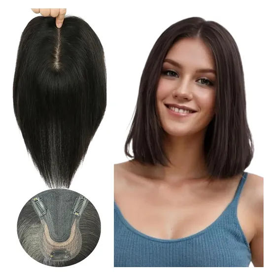 Topo De Cabeça Cabelo Humano Liso C Tic Tac Prótese Capilar