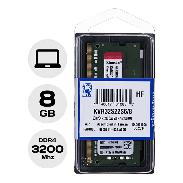 Memoria Ram Ddr4 8gb 3200mhz Kingston Sodimm Para Laptop
