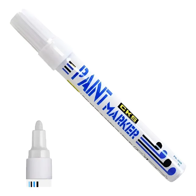 Caneta Permanente Superfícies Borracha Plástico Metal Vidro Cor Branco