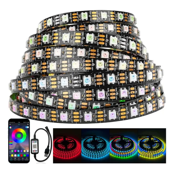 Goodea Tira Luces Led Rgbic Neopixel Ws2812b 5m 300led 5v Bluetooth Luz Rgb