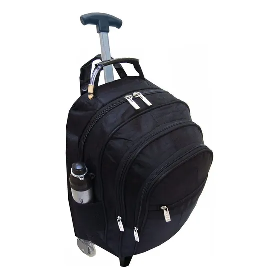 Mochila Carrinho Executiva Notebook Rodinha 40l preto Lisa reforçada