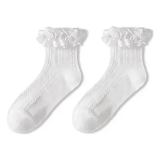 3 Pares De Calcetines Blancos Tipo Lolita Con Lazo De Hadas 