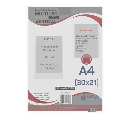 Kit Com 10 Displays Expositor Porta Papel Folha A4 Petg De Parede Promocional