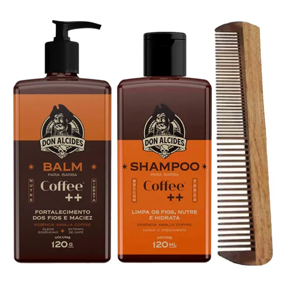 Kit Balm E Shampoo Para Barba Coffee + Pente Don Alcides