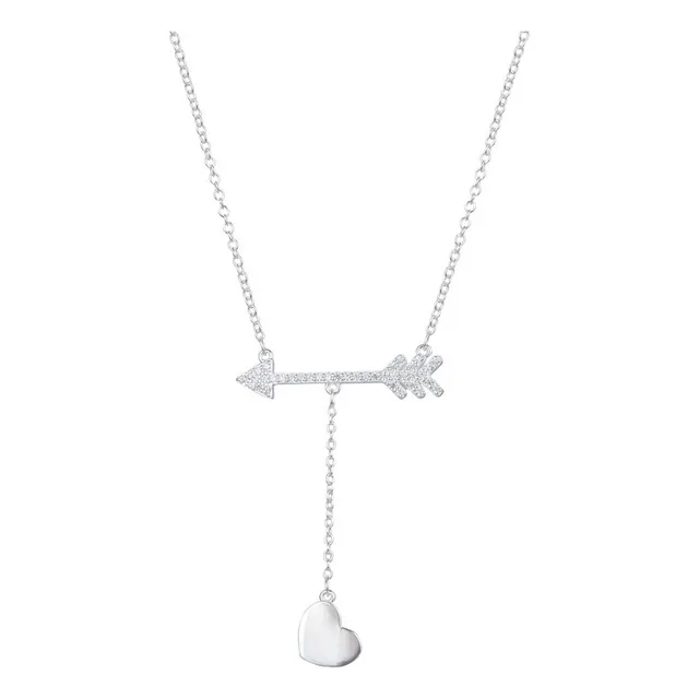 Cadena Dije Plata 925 Cubic Zircon Corazón Flecha Mujer