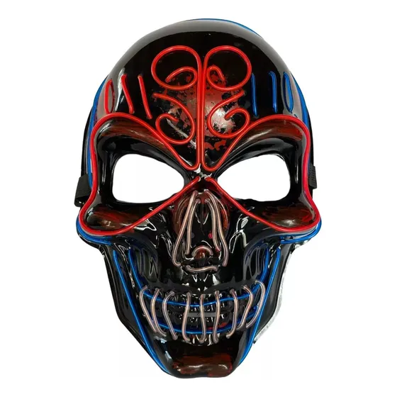 Mascara Halloween Calavera Con Luces Led + Pilas Aa