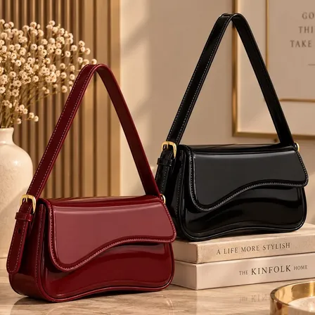 2 Bolsas Meia Lua Feminina De Ombro Y Mão Ajustável Verniz