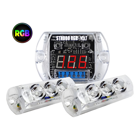 Kit Strobo Rgb V2 Farois Led Colorido Voltimetro Zendel Kit Strobo Rgb V2 Farois Led Colorido Voltimetro Zendel