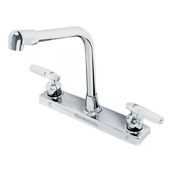 Mezcladora Para Fregadero 8puLG Cromado Maxtool Color Plateado