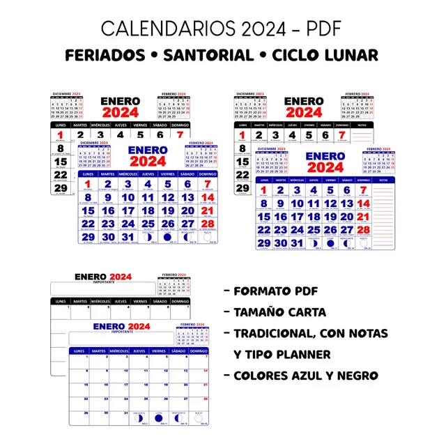 Calendario 2024 - Chile   Formato Digital