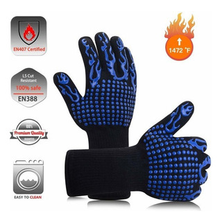 I Par Super Barbacoa Guantes Kevlar Silicona Azul 800ºc I Par Super Barbacoa Guantes Kevlar Silicona Azul 800ºc