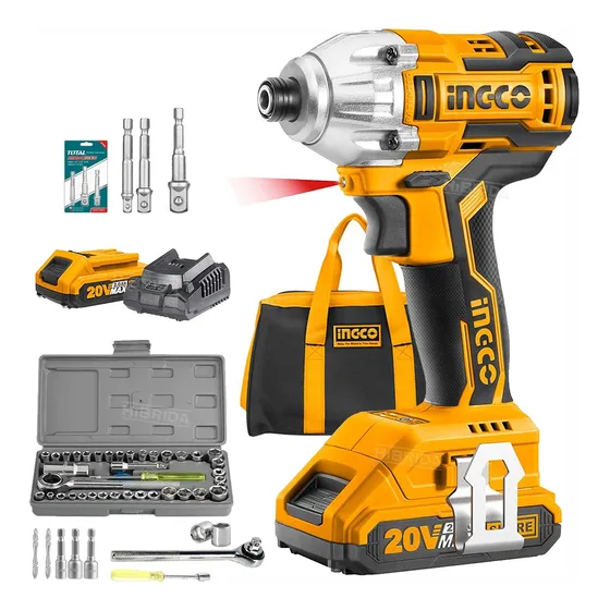 Atornillador De Impacto 1/4 Brushless+ Set 40 Pzas Adaptador