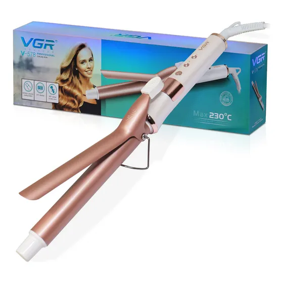 Rizador Bucleadora Ceramica Vgr V-578 Display Led 25mm 230° Color Rosa Y Blanco