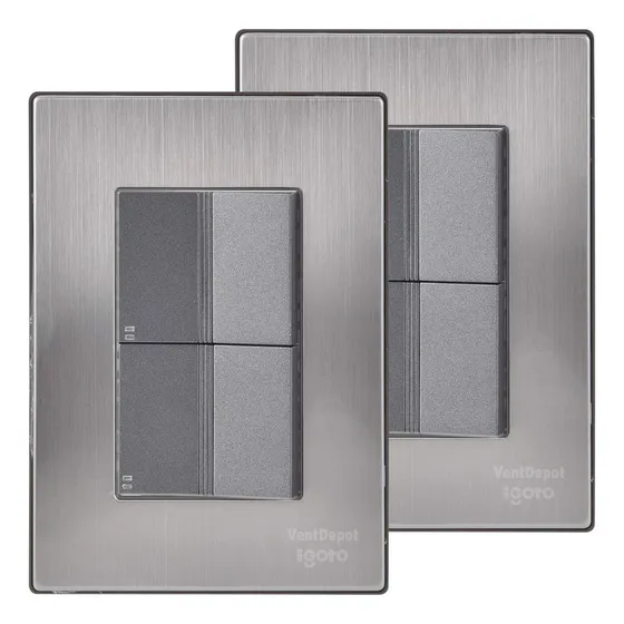 Placa Apagador Escalera Doble, Mxiux-002, 2pzas, Apagador Es Color Plateado