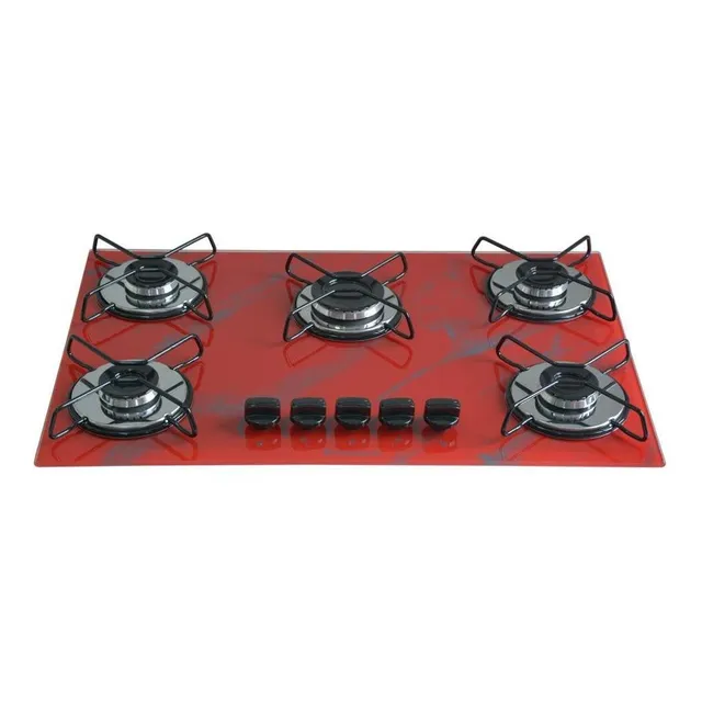 Fogão Cooktop 5bocas Ultra Chama 127/220v Marmo Vermelho