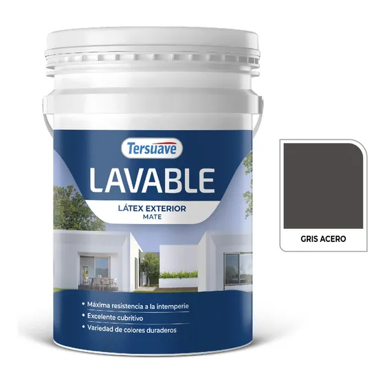 Látex Exterior lavable Tersuave 20L color gris acero