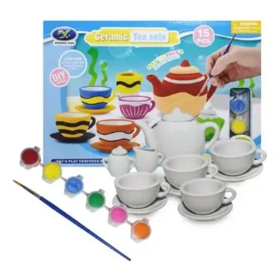 Set Tazas De Té De Cerámica Para Pintar Juego Didáctico 18pz